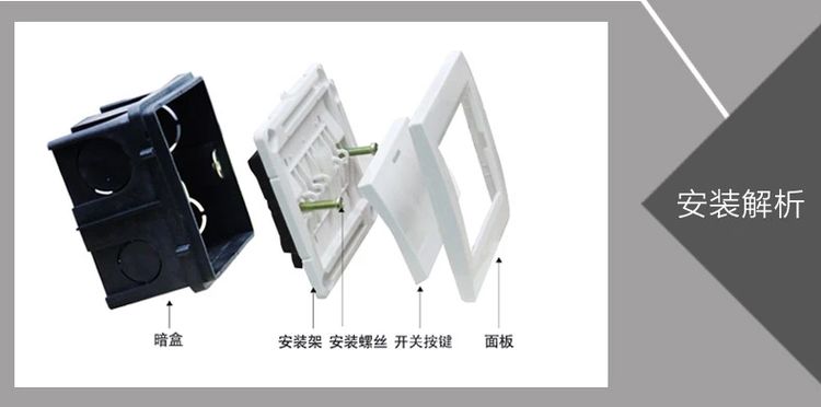 德力西118型墻壁開關(guān)暗裝底盒安裝詳解圖