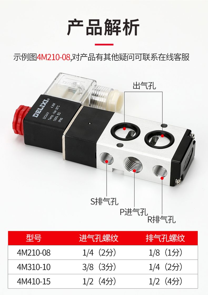 德力西4M210板式電磁閥 氣動(dòng)控制閥4M310電子換向閥 板式執(zhí)行器電磁閥