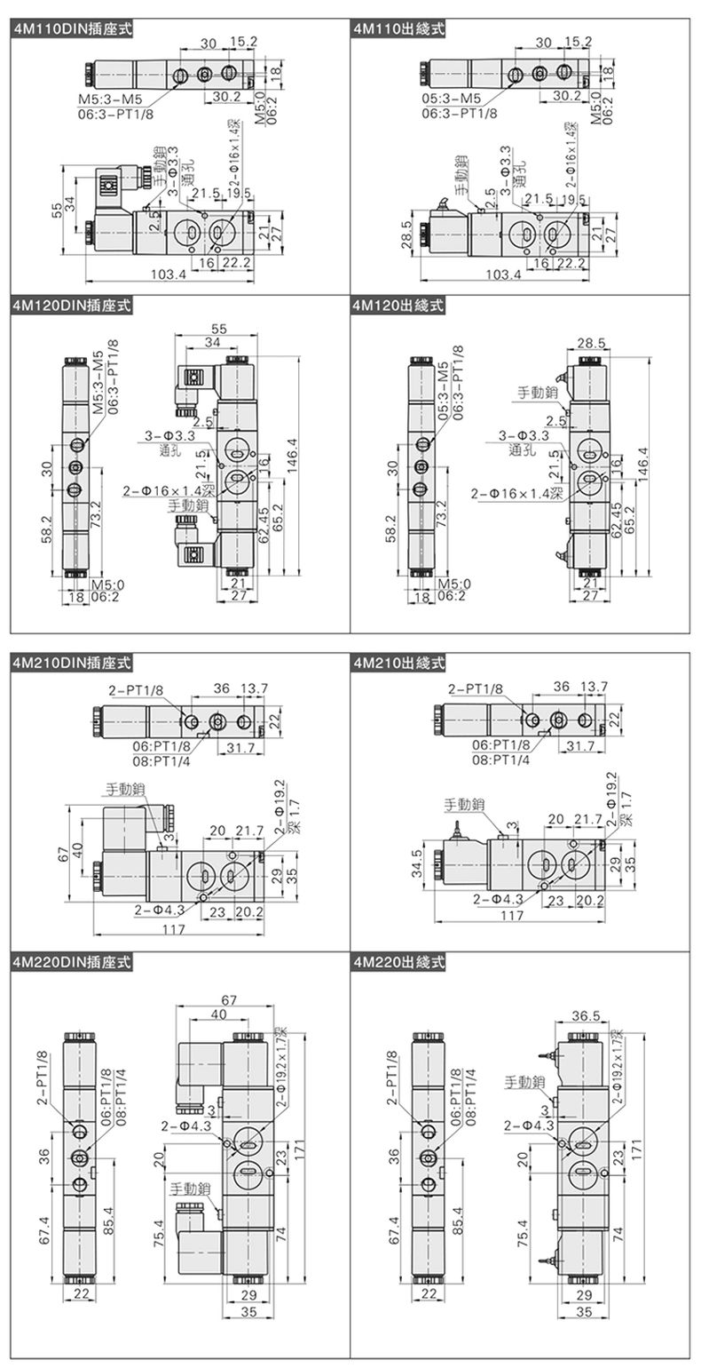 德力西4M210板式電磁閥 氣動(dòng)控制閥4M310電子換向閥 板式執(zhí)行器電磁閥